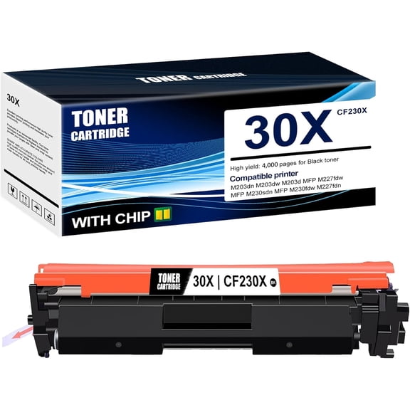 1-Pack Black 30X CF230X Toner Cartridge: Compatible 30X CF230X Replacement for HP M203dn M203dw M203d MFP M227fdw MFP M230sdn MFP M230fdw MFP M227fdn Printer