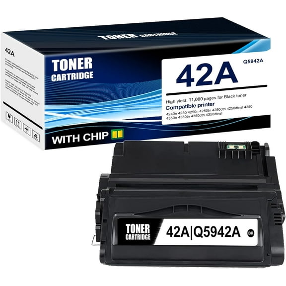 1-Pack Black 42A Q5942A Toner Cartridge: Compatible 42A Q5942A Replacement for HP 4240n 4250 4250n 4250tn 4250dtn 4250dtnsl 4350 4350n 4350tn Printer