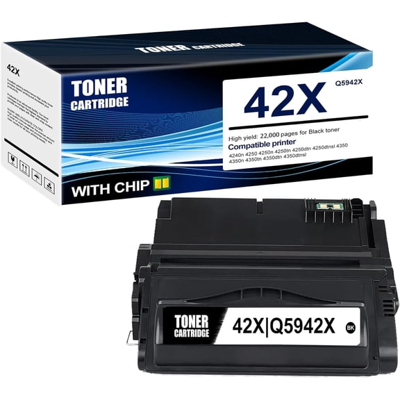 1-Pack Black 42X Q5942X Toner Cartridge: Compatible 42X Q5942X Replacement for HP 4240n 4250 4250n 4250tn 4250dtn 4250dtnsl 4350 4350n 4350tn Printer