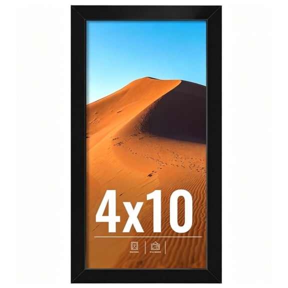 1 Pack Black 4x10 Inch Picture Frame with HD Plexiglas, Vertical & Horizontal Wall Mount Classic Photo Display Frame