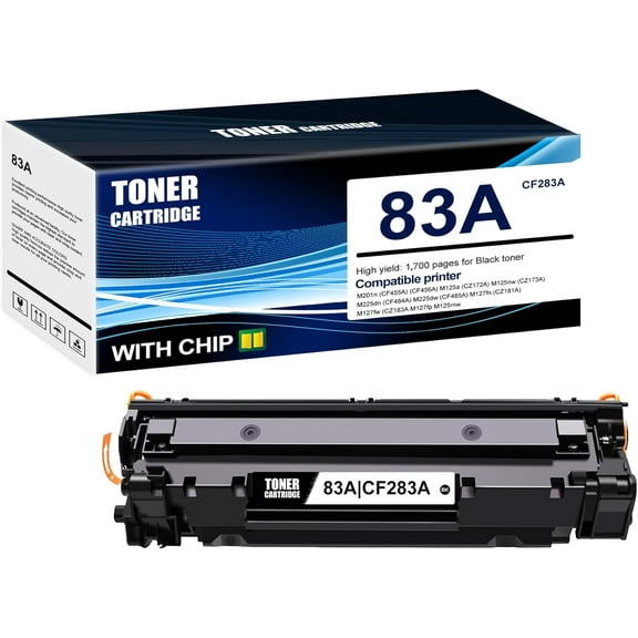 1-Pack Black 83A CF283A Toner Cartridge: Compatible 83A CF283A Replacement for HP M201n M125a M125nw M225dn M225dw M127fn M127fw M127fp M125rnw Printer