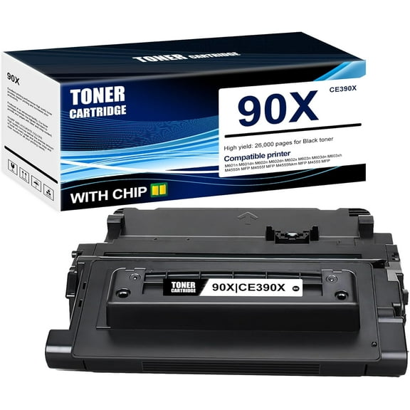 1-Pack Black 90X CE390X Toner Cartridge: Compatible 90X CE390X Replacement for HP M601n M601dn M602n M602dn M602x M603n M603dn M603xh M4555h MFP M4555f MFP M4555fskm MFP M4555 MFP Printer