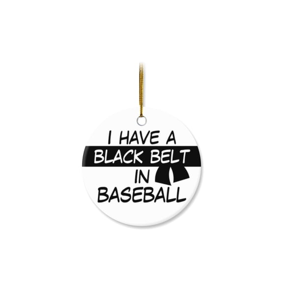 1 Pack - Black Belt In Baseball Fanatic's Ceramic Christmas Ornament - 2.85 Inch Round