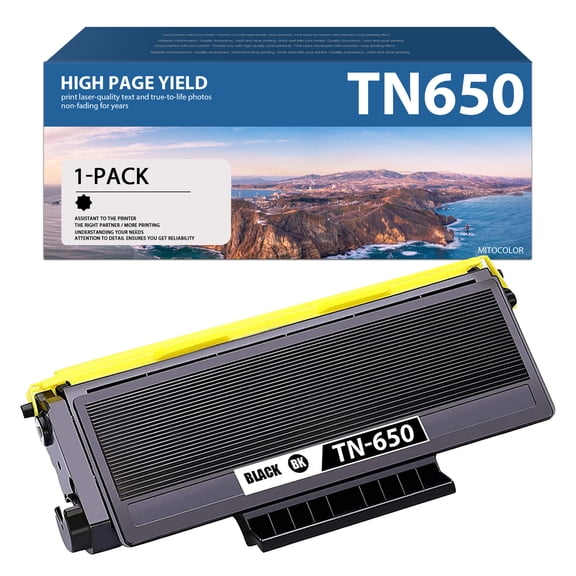 1 Pack Black Compatible TN-650 TN550 TN-550 TN-580 TN580 TN620 TN-620 High Yield Toner Cartridge Replacement for HL5240 5270DN 5250DNDNT 8470DN 8370 Printer Toner Cartridge