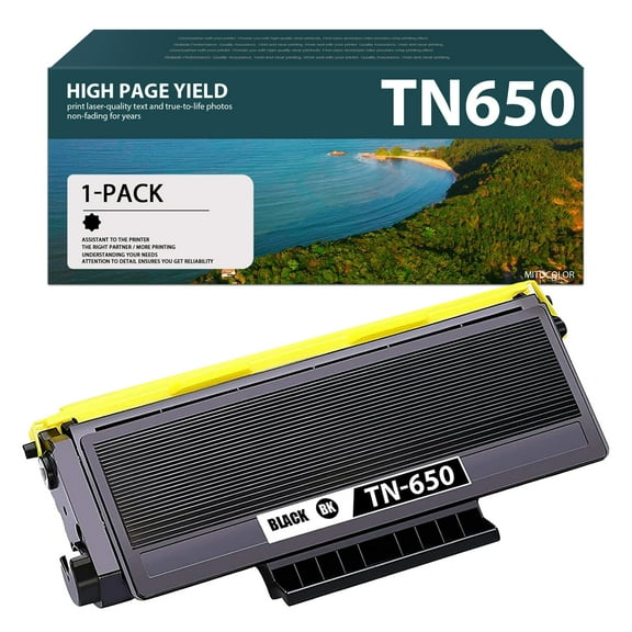 1 Pack Black Compatible TN-650 TN550 TN-550 TN-580 TN580 TN620 TN-620 High Yield Toner Cartridge Replacement for HL5240 5270DN 5250DNDNT 8470DN 8370 Printer Toner Cartridge