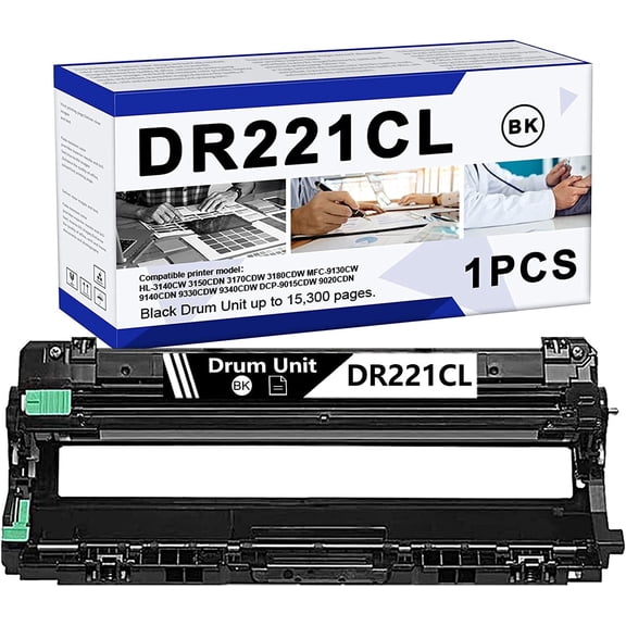 1 Pack Black DR-221CL DR221CL Compatible Drum Unit Compatible for Brother HL-3140CW 3150CDN 3170CDW 3180CDW MFC-9130CW 9140CDN 9330CDW 9340CDW DCP-9015CDW 9020CDN Printer