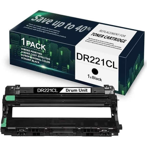 1 Pack Black DR221CL Drum Unit Replacement for Brother DCP-9015CDW HL-3140CW Printer