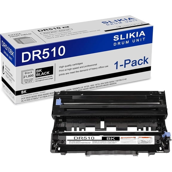 1-Pack Black DR510 Drum Unit: Compatible DR510 DR-510 Replacement for Brother DCP-8020 8025D 8040 8045DN HL-1650NPLUS 1670N 1850 1870n 5170DNLT MFC-8120 8220 8420 8820DN 8840DN Printer