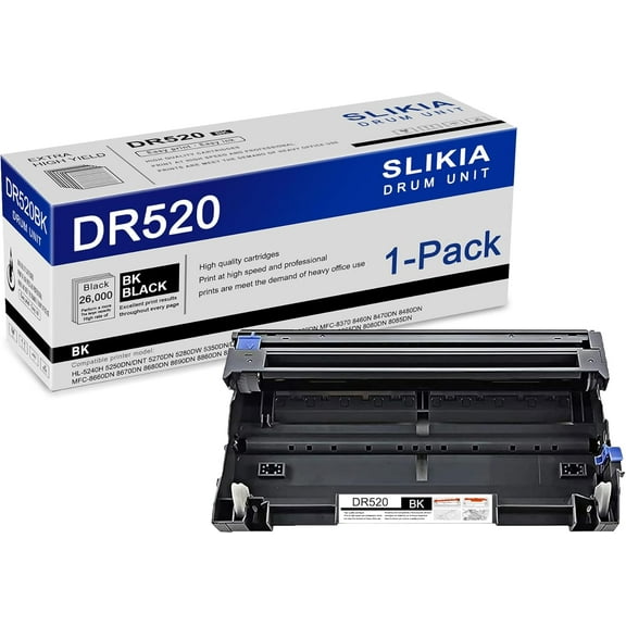 1-Pack Black DR520 Drum Unit: Compatible DR520 DR-520 Replacement for Brother HL-5240H 5280DW 5350DN/DNLT 5380DN MFC-8370 8460N 8470DN 8480DN 8680DN DCP-8060 8065DN 8080DN 8085DN Printer