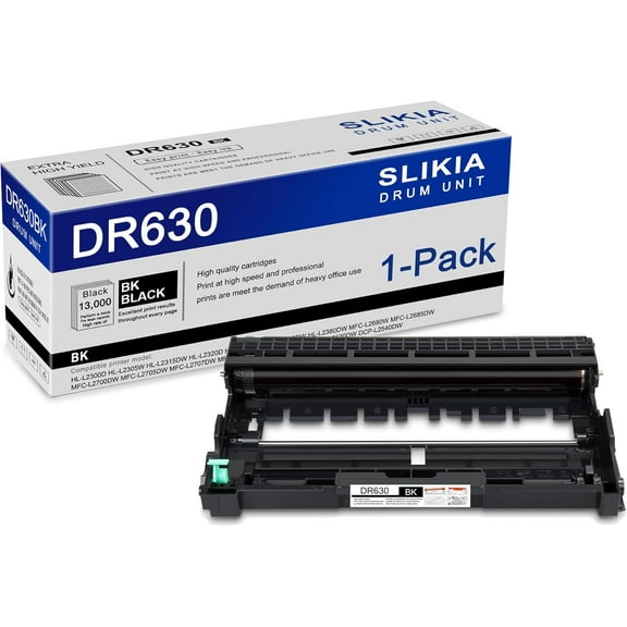1-Pack Black DR630 Drum Unit: Compatible DR630 DR-630 Replacement for Brother HL-L2300D L2305W L2320D L2340DW MFC-L2740DW L2680W L2700DW L2705DW L2720DW DCP-L2520DW L2540DW Printer