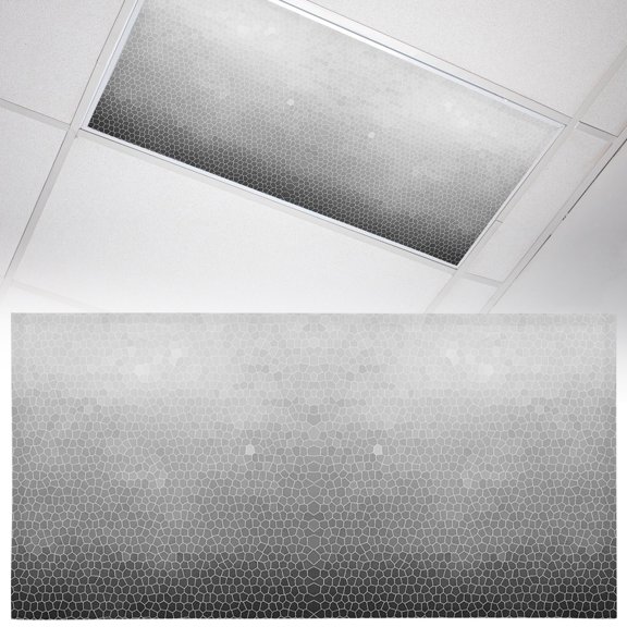 1 Pack Black Gray Mosaic Fluorescent Light Covers for Ceiling Lights Minimalist Abstract Hexagonal Grid Soft Gradient Magnetic Ceiling Light Covers Overhead Light Filters for Office Classroom Home