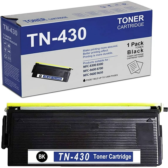 1 Pack Black Hige Yield Compatible TN430 TN-430 Toner Cartridge Replacement for Brother DCP-1200 1400 HL-1440 1450 MFC-8300 8500 IntelliFax-4100e 5750e 5750 Printer