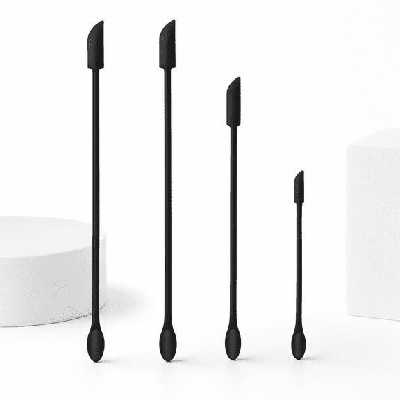 1 Pack Black Mini Silicone Makeup Spatula Last Drop Jar Scraper for Cosmetics