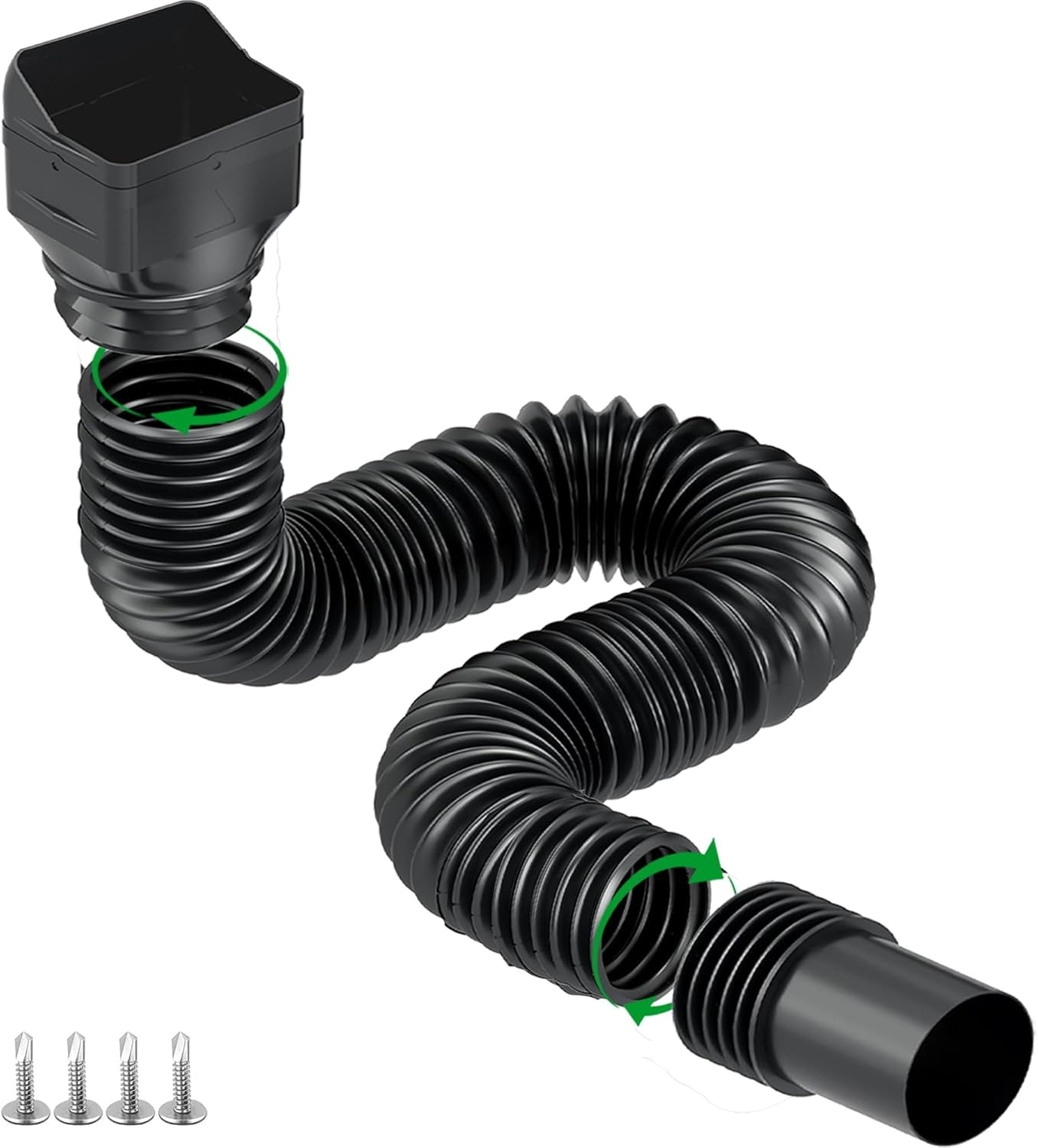 1 Pack Black-Rain Gutter Downspout Extensions, Downspout Extender for Rainwater Drainage Flexible, Down Spout Drain Extension Pipe, Extendable from 21 to 62 Inches (Fit 4"x 3" downspouts)
