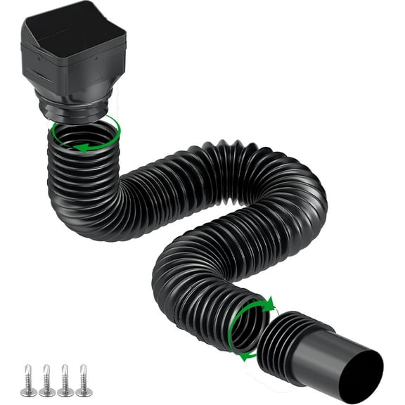 1 Pack Black-Rain Gutter Downspout Extensions, Downspout Extender for Rainwater Drainage Flexible, Down Spout Drain Extension Pipe, Extendable from 21 to 62 Inches (Fit 4"x 3" downspouts)