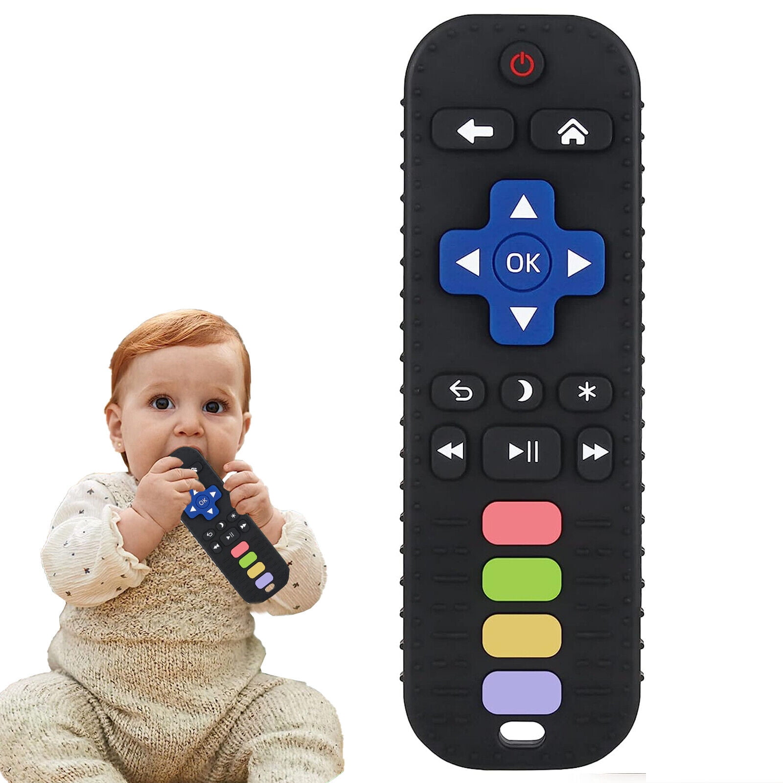 1 Pack Black Silicone Teething Toys for Infant Toddlers Remote Control