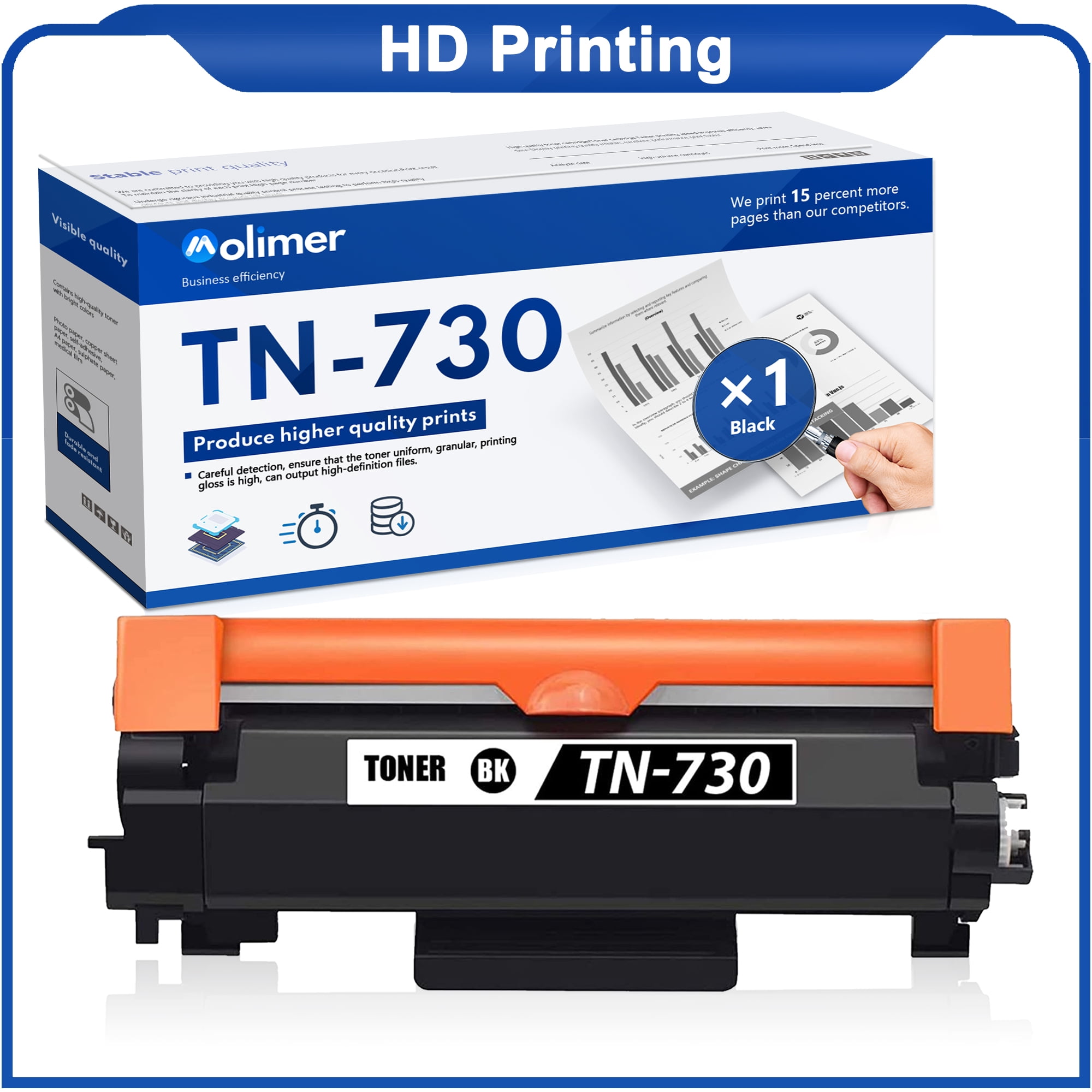 (1 Pack, Black) TN730 TN 730 High Yield Toner Cartridge TN730