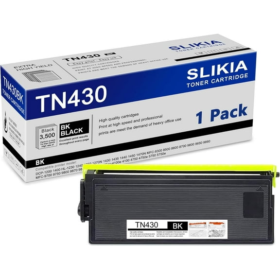 1-Pack Black TN430 Toner Cartridge: Compatible TN430 TN-430 Replacement for Brother DCP-1200 1400 HL-1230 1240 1470N 8300 MFC-9650 9700 9750 9800 9870 9880 P2500 IntelliFax-4100 4750 4750e Printer