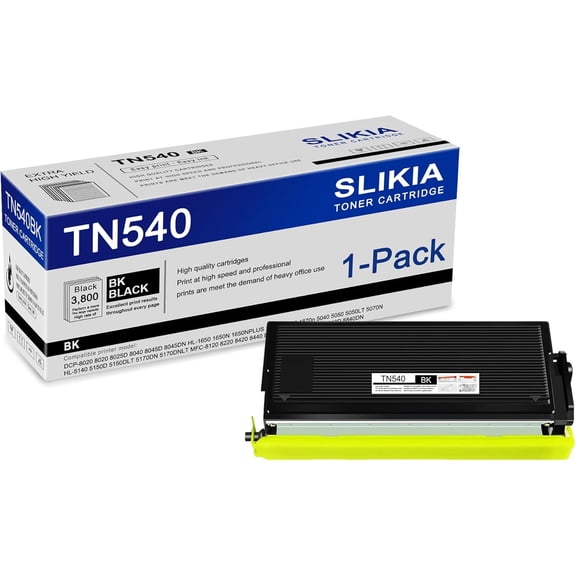 1-Pack Black TN540 Toner Cartridge: Compatible TN540 TN-540 Replacement for Brother DCP-8020 8025D 8040 8045DN HL-1650NPLUS 1670N 1850 1870n 5170DNLT MFC-8120 8220 8420 8820DN 8840DN Printer