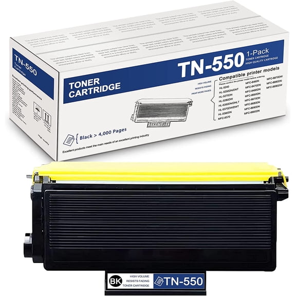 1 Pack Black TN550 Compatible Toner Cartridge Replacement for Brother HL-5240 5270DN Printer