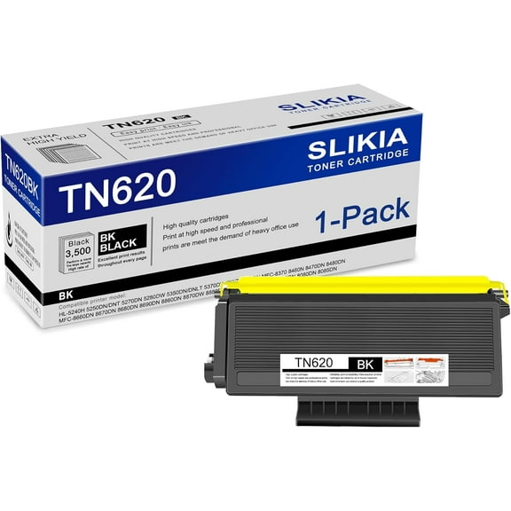 1-Pack Black TN620 Toner Cartridge: Compatible TN620 TN-620 Replacement for Brother HL-5240H 5280DW 5350DN/DNLT 5380DN MFC-8370 8460N 8470DN 8480DN 8680DN DCP-8060 8065DN 8080DN 8085DN Printer