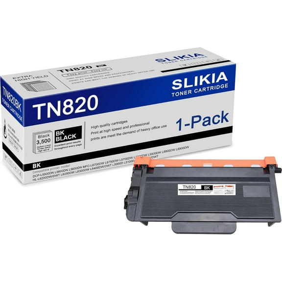 1-Pack Black TN820 Toner Cartridge: Compatible TN820 TN-820 Replacement for Brother DCP-L5500DN L5600DN L5650DN MFC-L6700DW L6750DW L6900DW HL-L6200DW/DWT L6250DW L6300DW L5100DN Printer