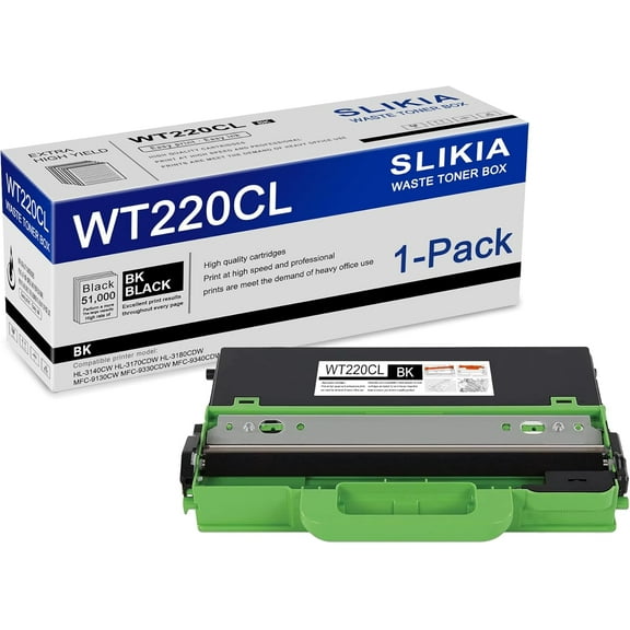 1-Pack Black WT220CL Waste Toner Box: Compatible WT220CL WT-220CL Replacement for Brother HL-3140CW HL-3170CDW HL-3180CDW MFC-9130CW MFC-9330CDW MFC-9340CDW Printer
