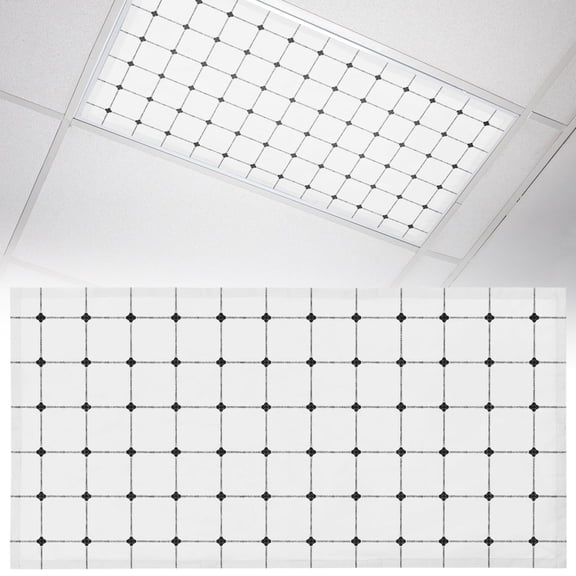 1 Pack Black White Checkered Fluorescent Light Covers for Ceiling Lights Modern Minimalist Geometric Grid Lines Plaid Magnetic Ceiling Light Covers Overhead Light Filters for Office Classroom Home