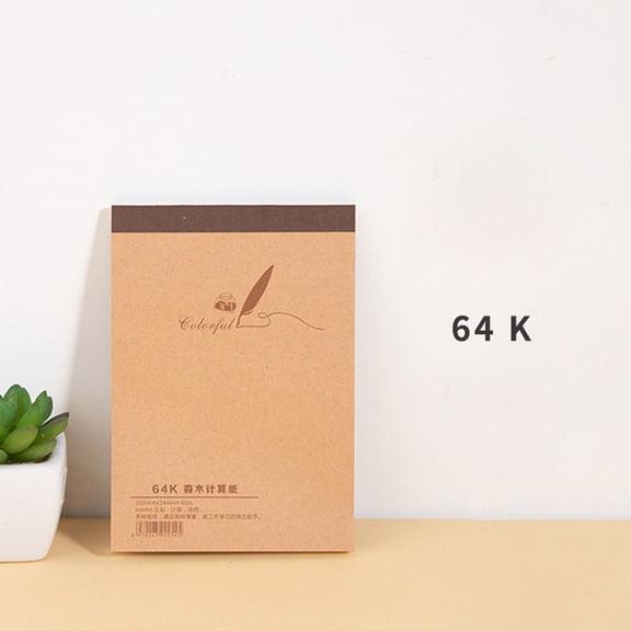 1-Pack Blank Kraft Paper Notepad, 60-Sheet Tear-Off Sketchbook and Drafting Pad, 70gsm Smooth Writing Paper for Notes, Drawing, and Journaling, Pocket Size (64K)