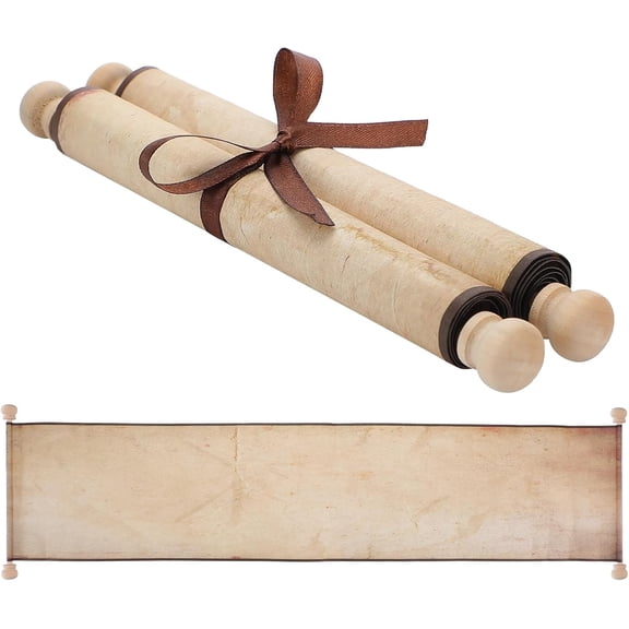 1 Pack Blank Scroll Paper with Wood Rod, 9 x 72 in | Parchment Roll for Wedding Vows, Calligraphy, Invitations, Renaissance Festival, Long Paper Scroll