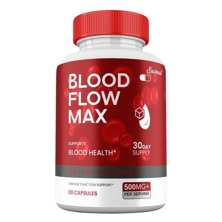 (1 Pack) Blood Flow Max Supplement, High Potency BloodFlow Pills, All Natural Formula for Men, Max+ Capsules, 1 Month Supply