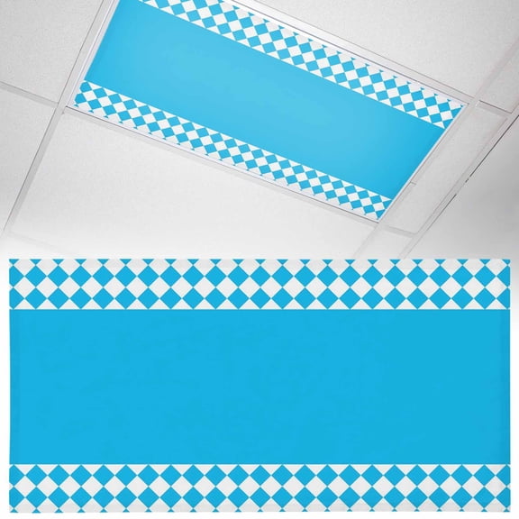 1 Pack Blue Diamonds Plaid Fluorescent Light Covers for Ceiling Lights Rectangular Geometric Abstract Modern Magnetic Ceiling Light Covers Overhead Light Filters for Office Classroom Home