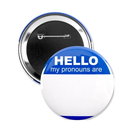 1 Pack - Blue Hello My Pronouns Are "Write-In" LGBTQ+ Pinback Button - 3 Inch