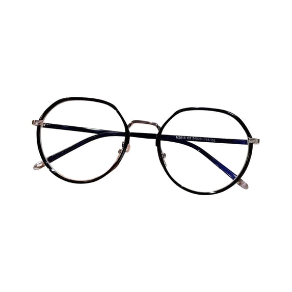 1 Pack Blue Light Blocking Glasses, Irregular Round Metal Frame Computer Eyewear, Anti-Eyestrain Fashion Glasses for Digital Screens and Office Use, (Black)