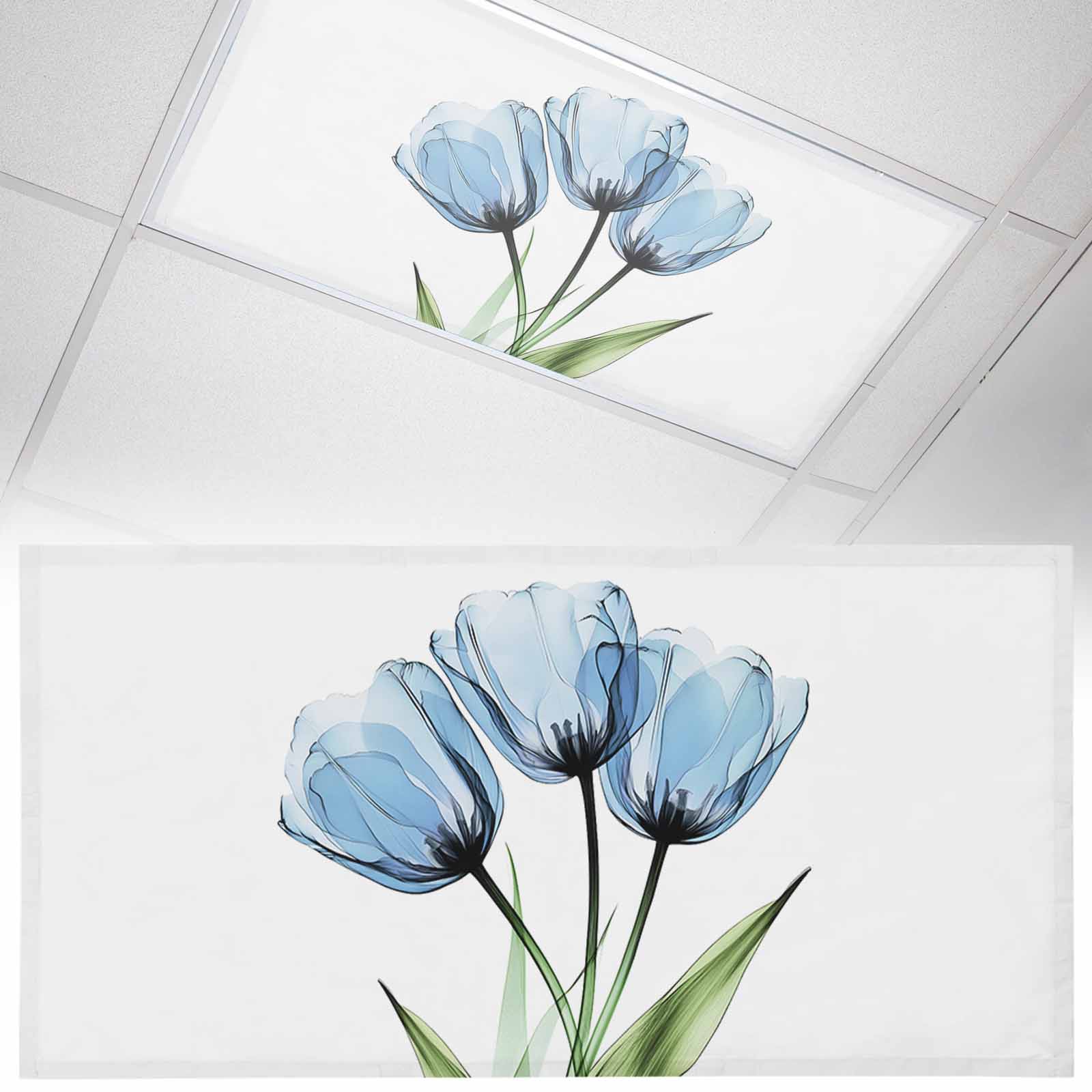 1 Pack Blue Tulip Fluorescent Light Covers for Ceiling Lights Country ...