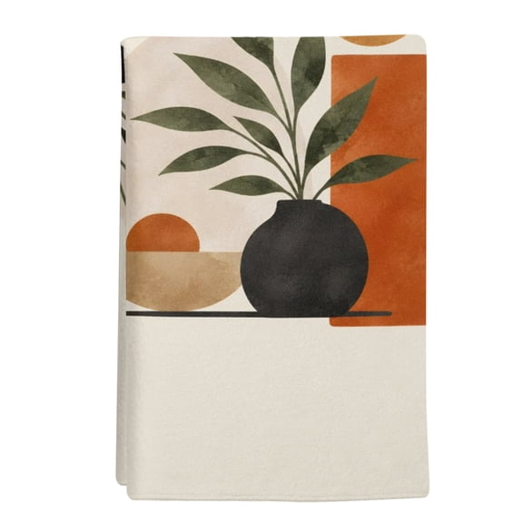 1 Pack Boho Abstract Kitchen Towels Bohemian Vintage Potted Plant Leaf Terracotta Beige Decorative Dish Towel Sets Absorbent Quick Dry Hand Cloths Tea Towels for Cooking Baking Gifts 18x28in