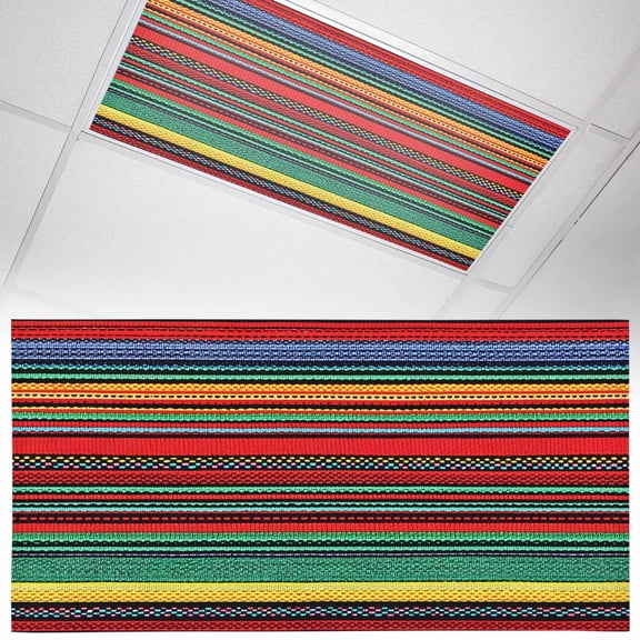 1 Pack Boho Fluorescent Light Covers for Ceiling Lights Bohemian Colorful Stripes Retro Abstract Rainbow Magnetic Ceiling Light Covers Overhead Light Filters for Office Classroom Home