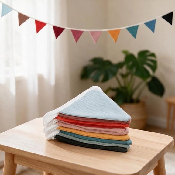 1 Pack Boho Mixed Color Fabric Triangle Pennant Banner, 7.75 Ft Neutral Fall Tone Bunting Garland for Nursery Baby Shower Wedding Birthday Party Wall Decor