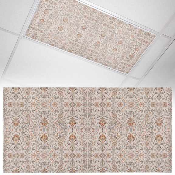 1 Pack Boho Vintage Fluorescent Light Covers for Ceiling Lights Tribal Style Flowers Magnetic Ceiling Light Covers Overhead Light Filters for Office Classroom Home