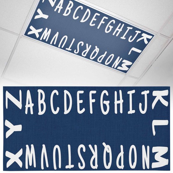 1 Pack Bold Alphabet Fluorescent Light Covers for Ceiling Lights Modern Nautical Letters Dark Blue Magnetic Ceiling Light Covers Overhead Light Filters for Office Classroom Home