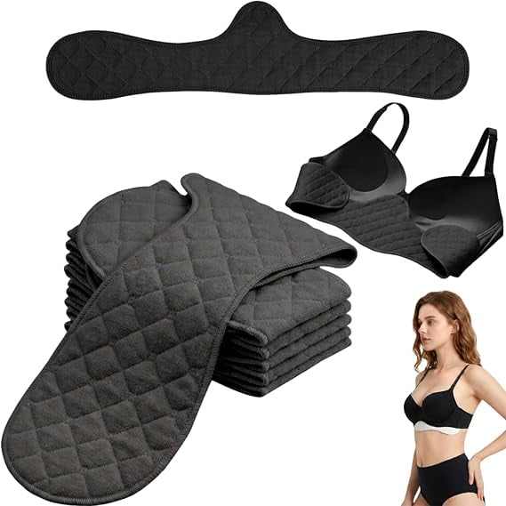 1 Pack Boob Bra Towel Breast Sweat Liners, Underboob Sweat Absorber Pads Reusable Cotton Bra Liners for Women