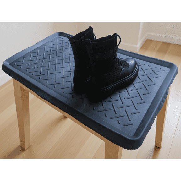 1-Pack Boot Tray for Entryway, TPR Rubber Shoe Mat with Raised Edges, Indoor Outdoor Use, 27.5 x 15.7 In