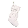 thumbnail image 1 of 1 Pack Bow Christmas Stockings, 17.7 inches Velvet Christmas Stocking Hanging Xmas Tree Decor for Home Winter Holiday Festival Party Fireplace Mantel Xmas Tree Hanging Ornament(White,17.7x9.8"), 1 of 8