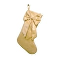 thumbnail image 1 of 1 Pack Bow Christmas Stockings, 17.7 inches Velvet Christmas Stocking Hanging Xmas Tree Decor for Home Winter Holiday Festival Party Fireplace Mantel Xmas Tree Hanging Ornament(Yellow,17.7x9.8"), 1 of 9