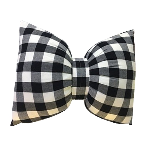 1 Pack Bow Shaped Decorative Throw Pillow, 9.8x7 Inch Plaid Reversible Cushion for Sofa Couch Bed Office Car, Soft Comfortable Bow Pillow for Home Decor Accent