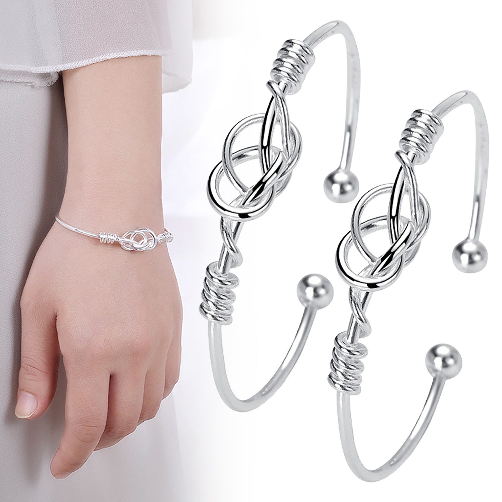 1 Pack Bracelets,3pcs Silver Bangle Bracelets For Women Cuff Bracelet