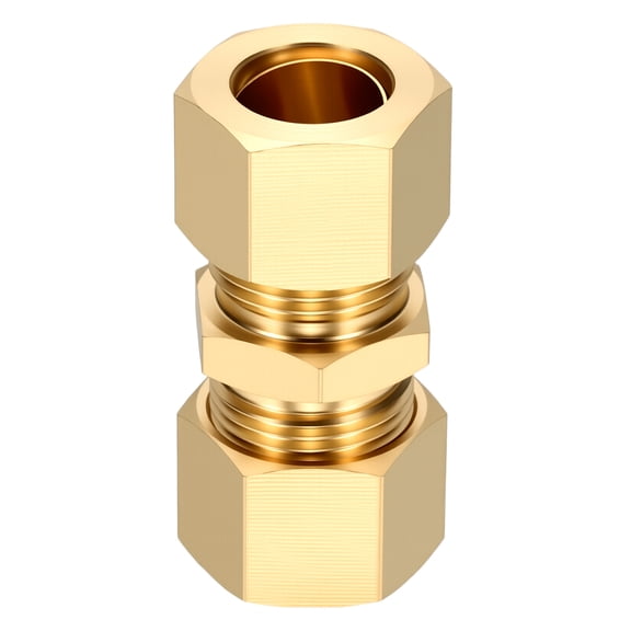 1 Pack Brass Compression Tube Pipe Fitting, 1/2" OD Compression Union Connector, Straight Coupling Adapter Pipe Fitting with Double Ferrules for Air, Water, Oil, Gas