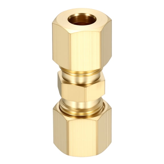 1 Pack Brass Compression Tube Pipe Fitting, 1/4" OD Compression Union Connector, Straight Coupling Adapter Pipe Fitting with Double Ferrules for Air, Water, Oil, Gas