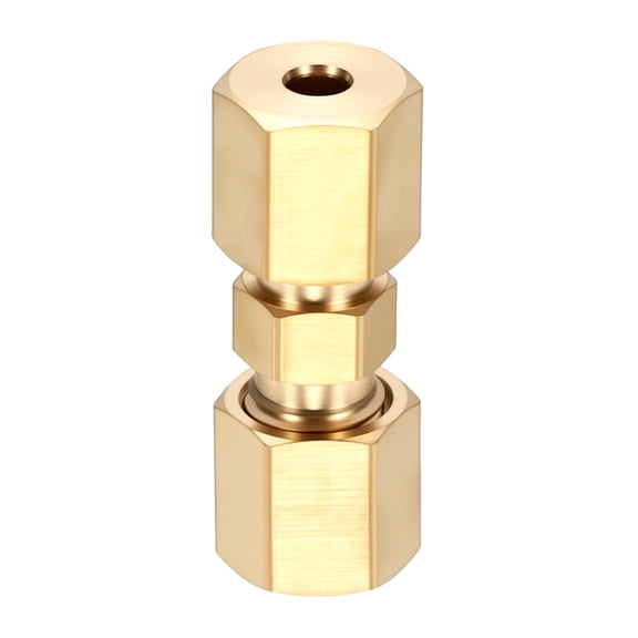 1 Pack Brass Compression Tube Pipe Fitting, 1/8" OD Compression Union Connector, Straight Coupling Adapter Pipe Fitting with Double Ferrules for Air, Water, Oil, Gas