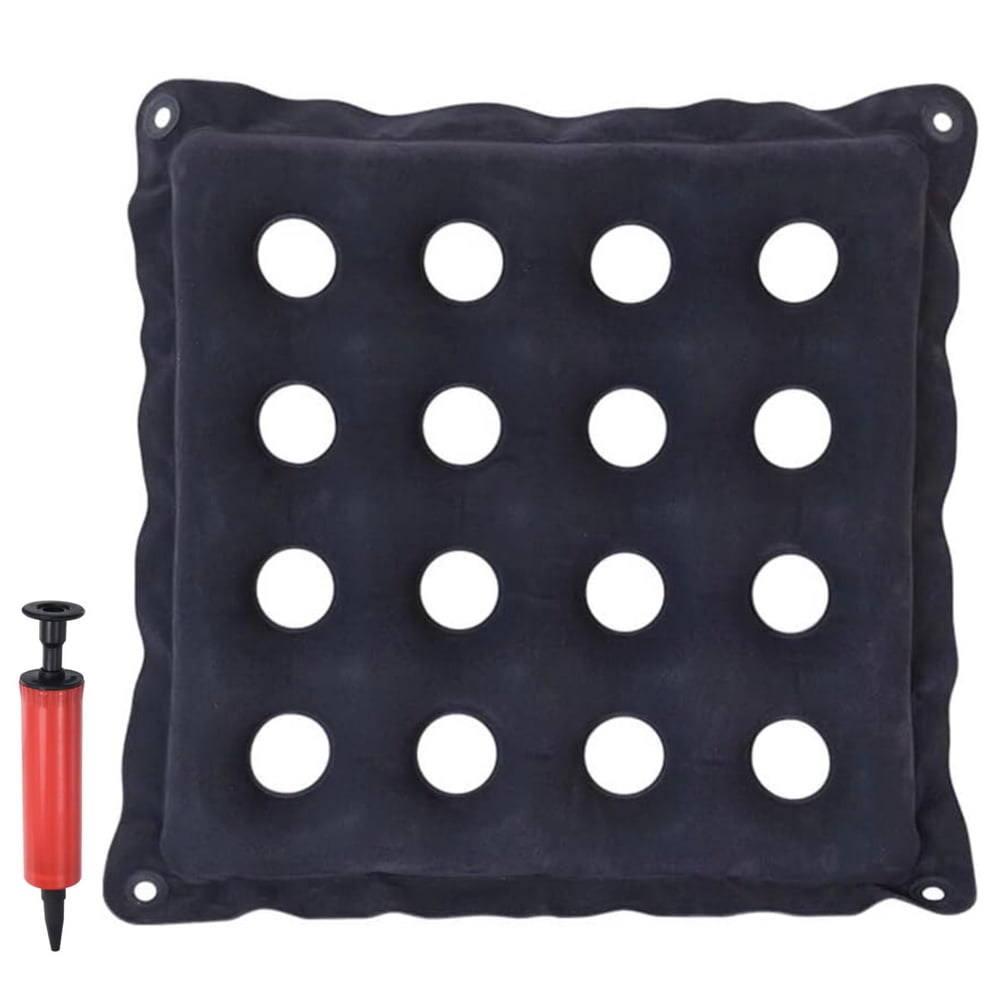 1 Pack Breathable Flocking Seat Cushion,Anti-Decubitus Air Cushion,Inflatable Bed Sore Cushion,Portable Butt Cushion with Pump,Square Backrest,for Home Office Prolonged Sitting Dark Blue